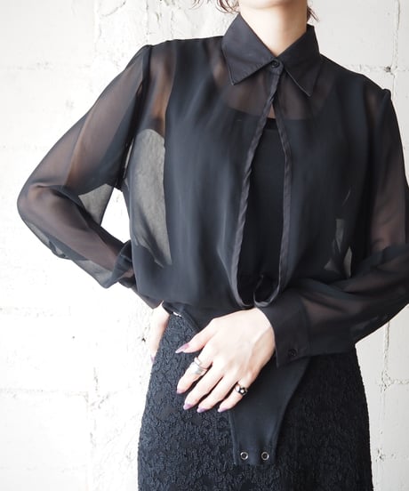 Layered Sheer Bodysuit Shirt BK