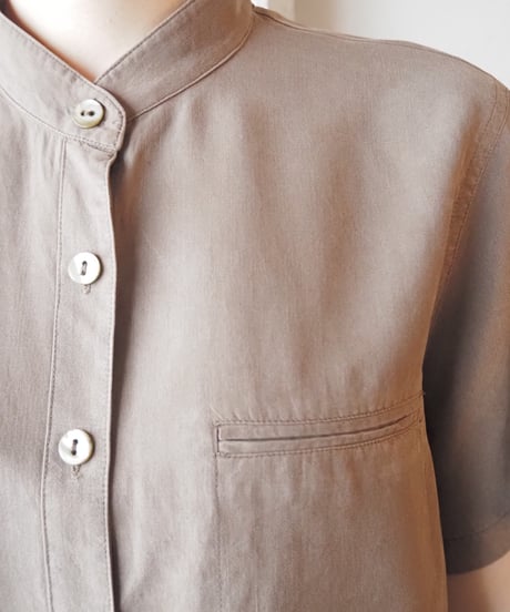 Band Collar Silk Shirt BE