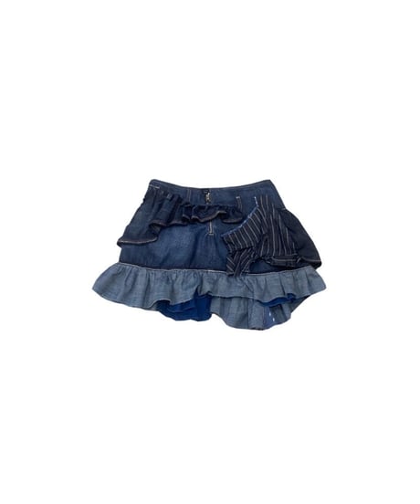Marithe+Francois Girbaud Ruffles Denim Mini Skirt BL
