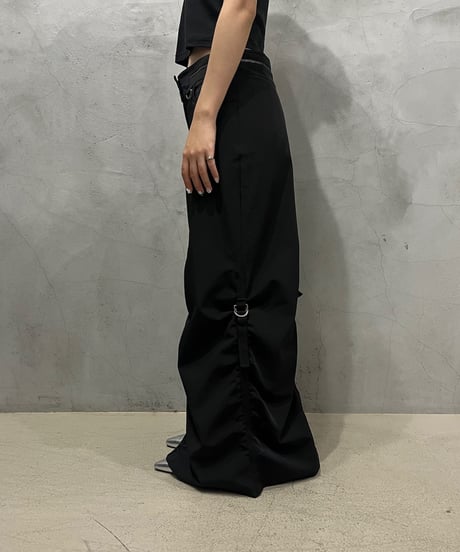 Waist Zip Design Drawstring Tight Skirt BK
