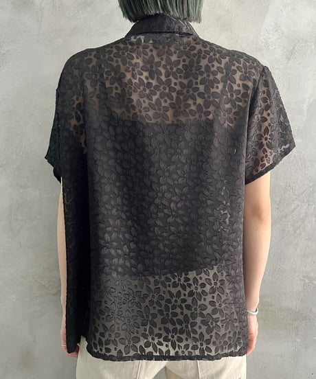 Flower Pattern See Through Shirt BK