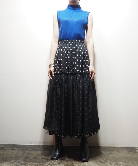 Tulle Layered Dot Skirt BK