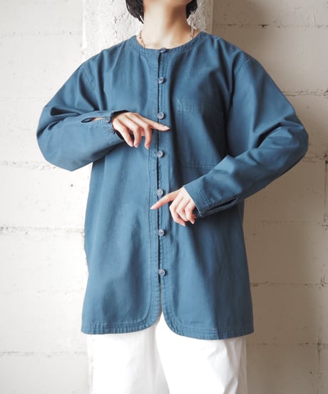 L.L.Bean Collarless Cotton Shirt BL