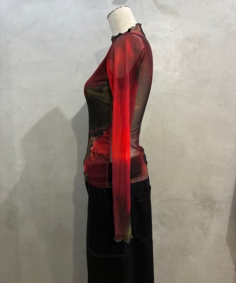 Desigual Water Color Pattern Sheer Tops REBK