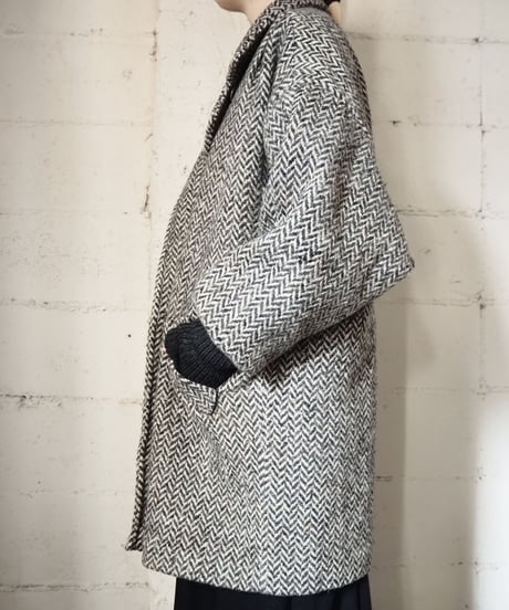 Volume Sleeve Tweed Coat BKIV