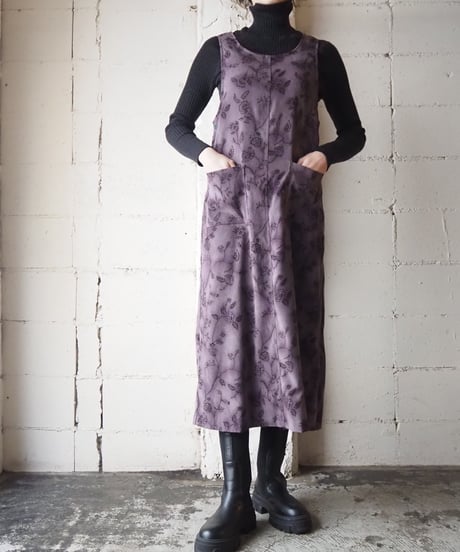 Fake Suede Flower Pattern Dress BR