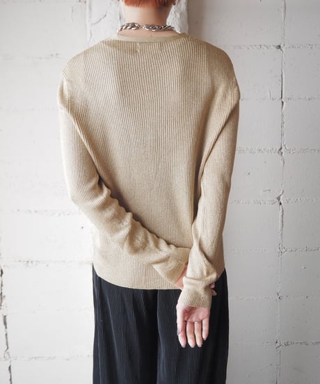 LAUREN  Lame V Neck Cardigan GD
