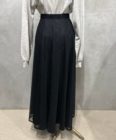 Sheer Layered Flare Skirt BK