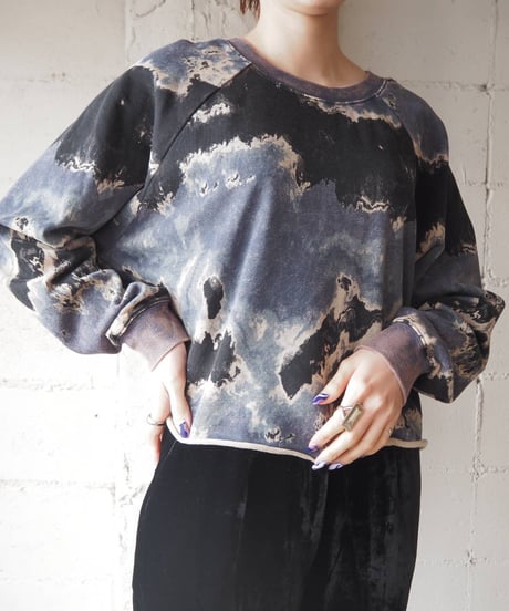 Tie Dye Cutoff Hem Sweat BKGR