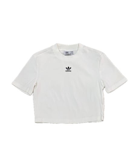 adidas Mock Neck Rib Cropped Tee WH