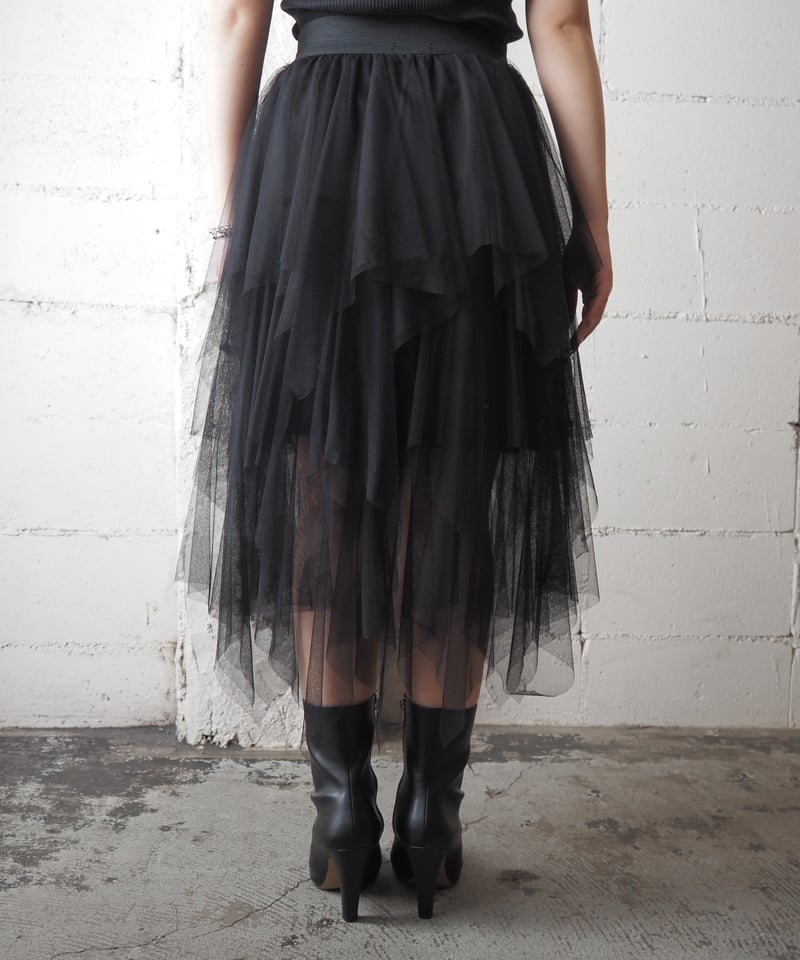 今週限定　lig. tulle skirt Zig Zag Hem Tulle Tiered Skirt BK | Orfeo