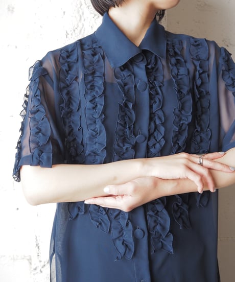 Sheer×Frill S/S Blouse NV
