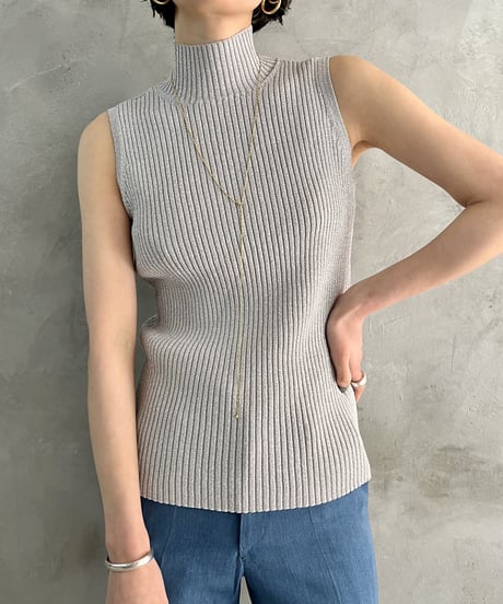 Turtle Neck No Sleeve Rib Knit SI