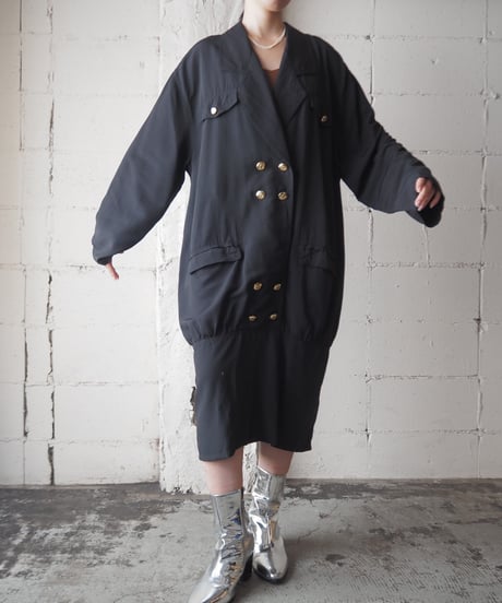 1980’s  Open Collar Double Breasted Dress