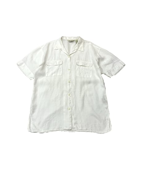 Eddie Bauer S/S Linen Open Collar Shirt WH