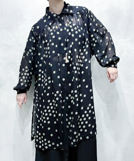 Dot Pattern Sheer Shirt BK