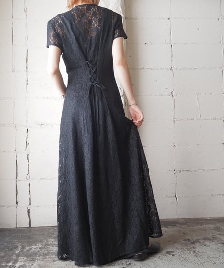 V Neck Lace Dress BK