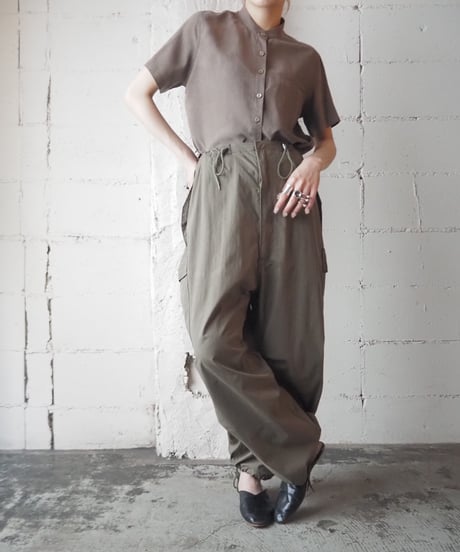 Band Collar Silk Shirt BE