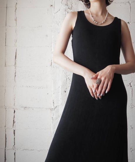 Spandex Mix Sleeveless Long Dress BK