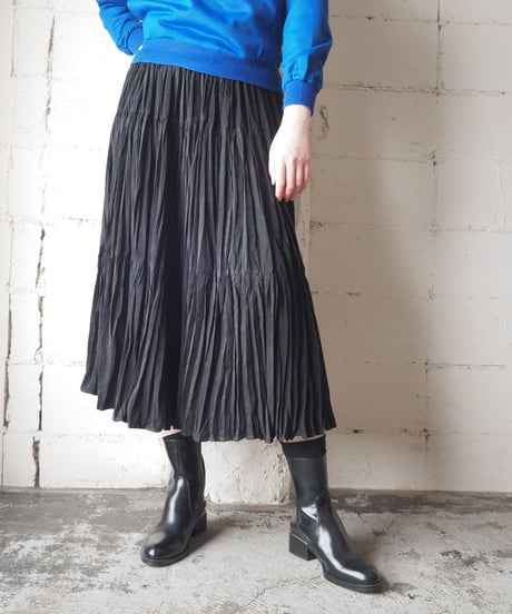 Pleats Tiered Easy Skirt BK