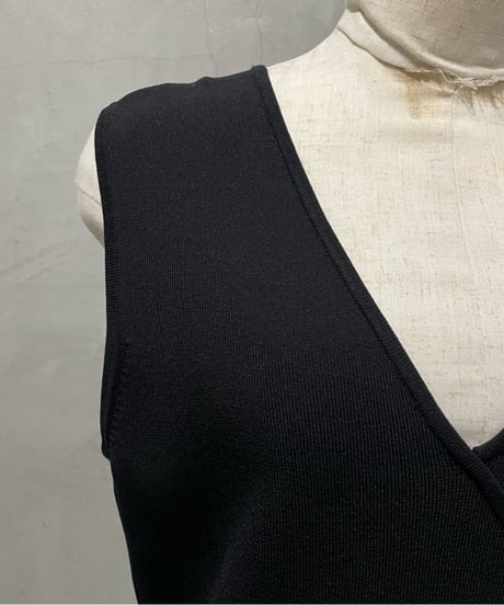 N/S Vneck Tassel Design Knit BK