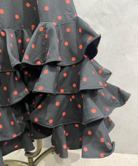 Dot Pattern Frill Hem Skirt BKRE
