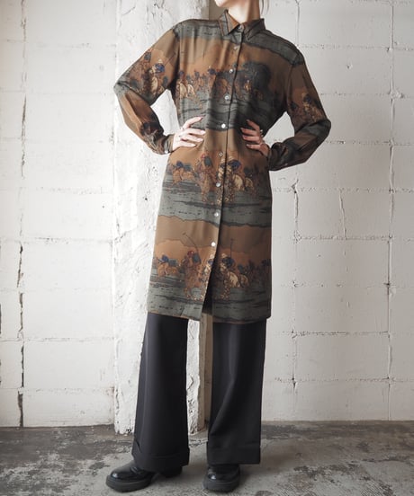 LAUREN Hunting Pattern Shirt Dress BRGN