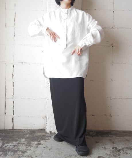 LAUREN Band Collar Linen Shirt WH