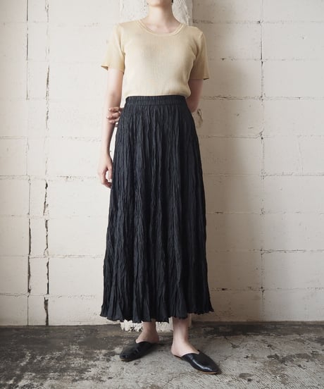 DKNY Pleated Long Sik Skirt BK