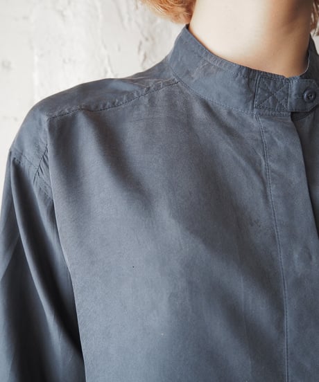 Band Collar Silk Shirt GR