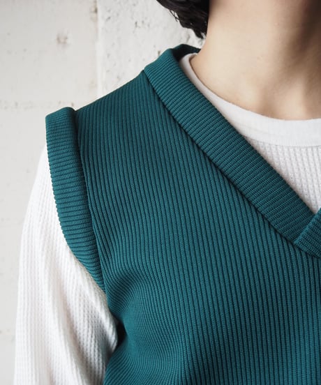 Vneck  Short Knit Vest GN
