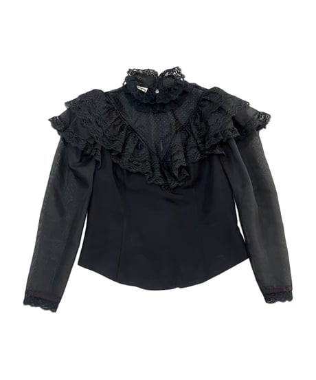 GUNNIES Stand Collar Lace Blouse BK