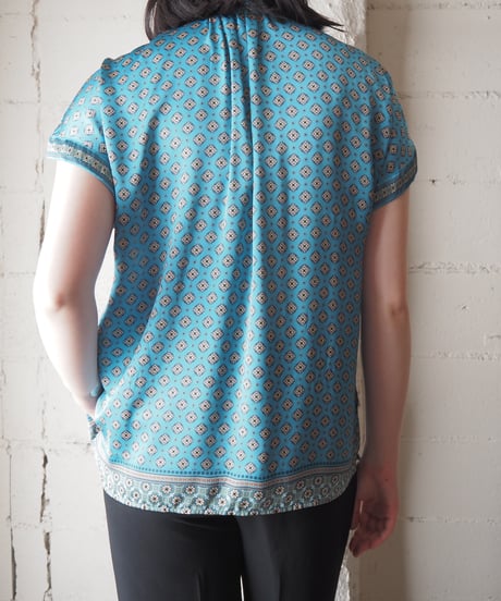 MAX STUDIO Geometric Tile Print S/S Shirt BL