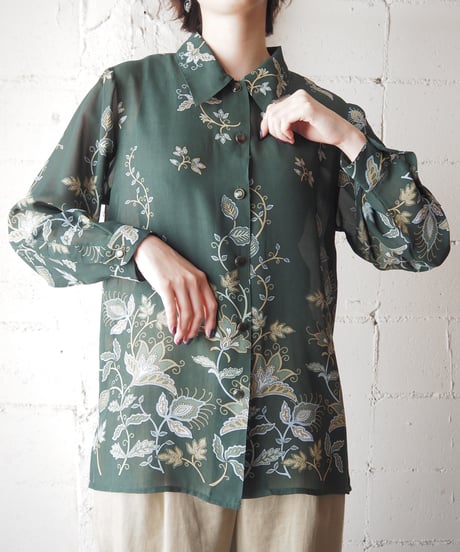 Botanical Pattern Sheer Shirt GN