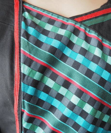 1970～80's Tyrolean Check Dress BK BL RE