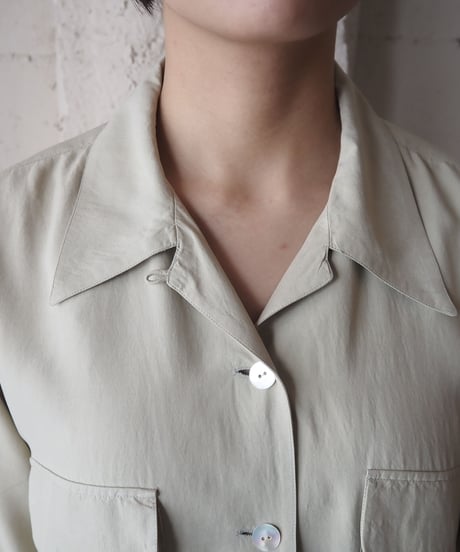 Open Collar S/S Silk Shirt　BE