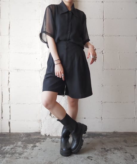 Short Sleeve Sheer Shirt BK