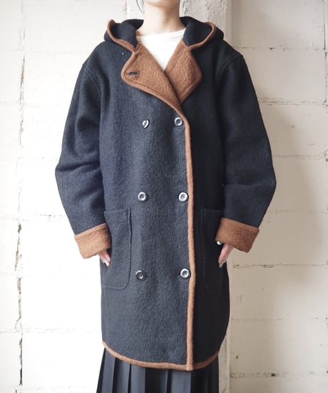 Bicolor Hooded Coat BKBR