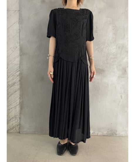 Embroidery Pleats Design Dress BK