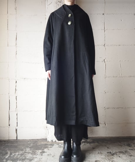 Shoulder Design Dolman Sleeve Coat BK