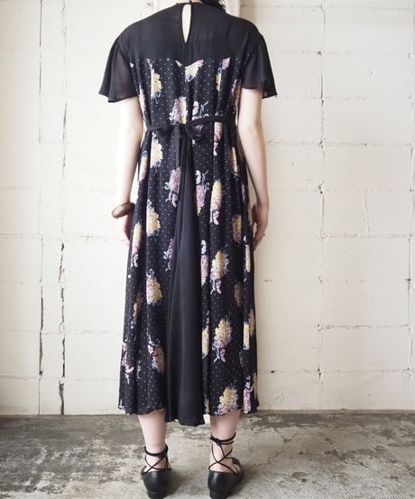 Flower Pattern Docking Design Dress BK