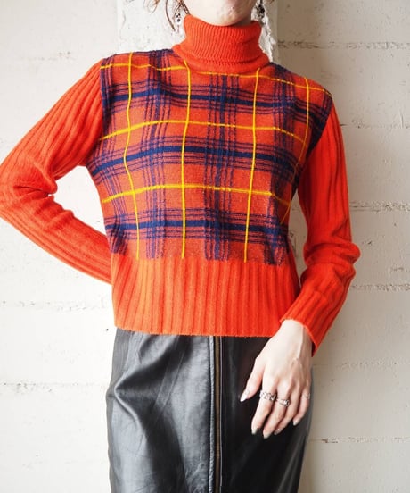 Ckeck Pattern Turtle Knit RE