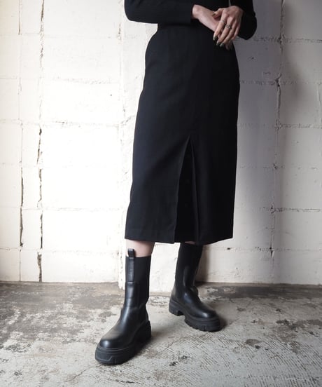Front Button Tight Skirt BK