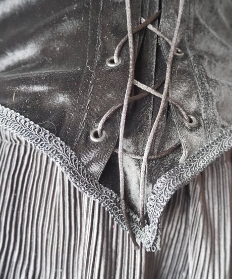 Flared Sleeve Velour Laceup Tops BK