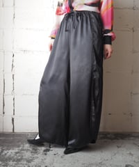 Side Slit Satin Pants BK
