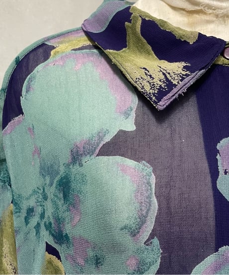Flower Pattern Sheer Shirt PURGN