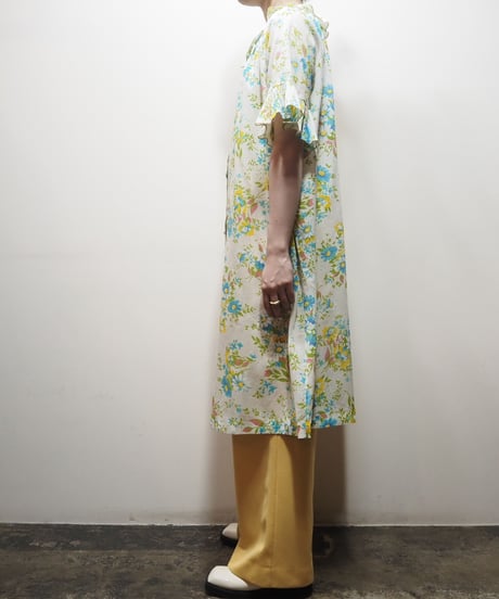 1970's Flower Pattern Pleated Collar Dress IV