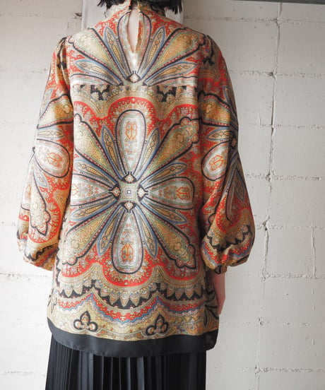 1960-70's Paisley Blouse  BL YE BK RE GN