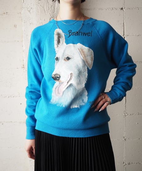 Dog Print Raglan Sleeve Sweat BL