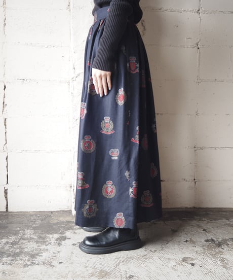 Emblem Pattern Flared Skirt NVRE